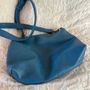 Joy Susan Blue Crossbody Bag with Vegan Pebbled Leather